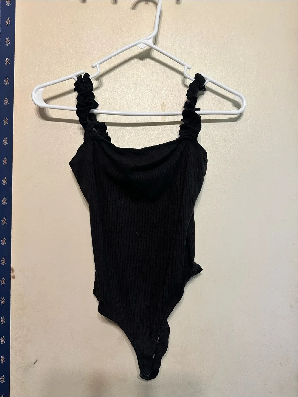 Girls' Black Ruffled-Strap One Piece Bodysuit